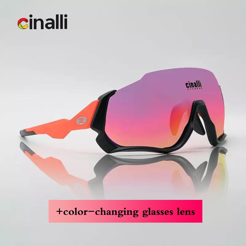 Cinalli Cycling Glasses Outdoor sport sunglasses Running Windproof Speed Skating Sunglasses Polarized color changing glasses: Orange black