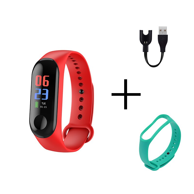 Mannen Smart Sport Horloge Bloeddruk Hartslagmeter Bericht Herinnering Bluetooth Waterdichte Mannen Vrouwen Armband Kids Pols: red green