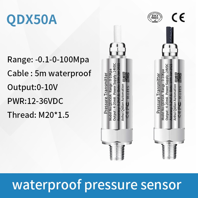 waterproof pressure transmitter 0-10v oil water supply pressure sensor with 5m cable