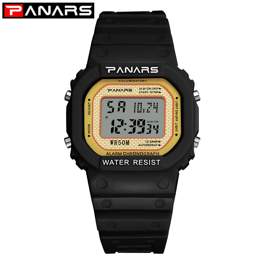 Panars Mode Dames Horloges Voor Vrouwen Led Digitale Sport Dames Horloge 50M Waterdichte Horloge Alarm Relogio Feminino: Black