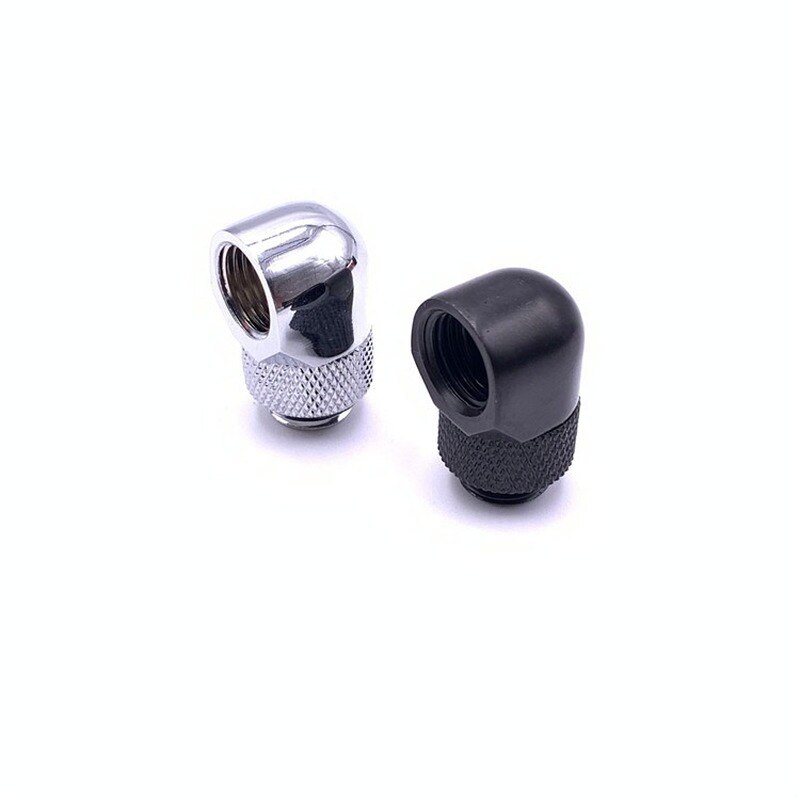 Flat Head Computer Water Cooling Flat Rotation 90 Degree Elbow Can Rotate 360 Degrees Right Angle Rotation Bend Silver Black