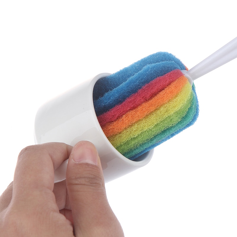 Spazzola per tazza colore arcobaleno spazzola per spugna per pulizia della cucina per bottiglia di bicchiere da vino caffè tè detergente per vetri famiglia spazzole per lavaggio strumenti