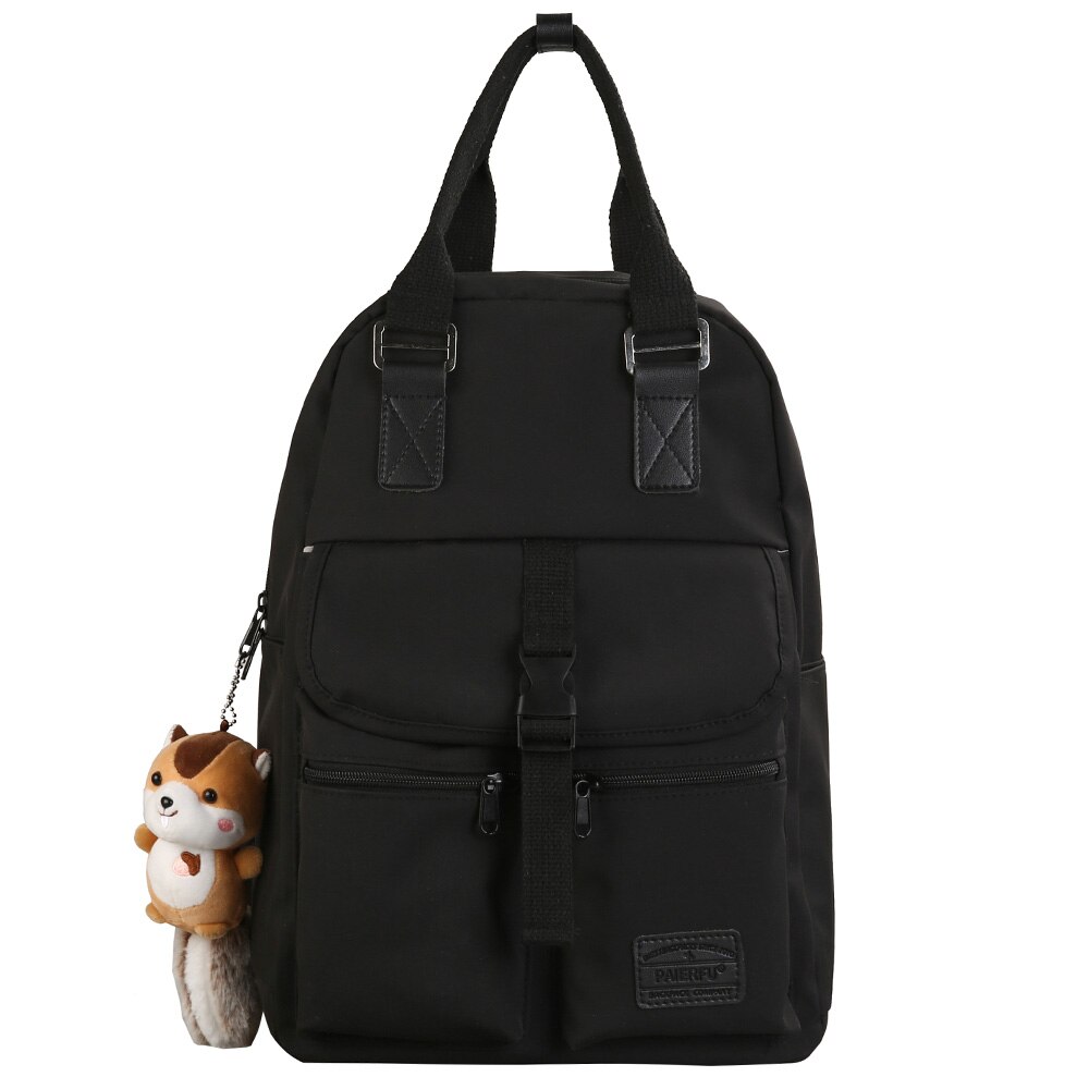 modisch Dame Nette Rucksack Mädchen Weibliche Schule Tasche Laptop Hochschule Schüler Frauen Rucksack Nylon Reise Kawaii Taschen Buch Neue: Schwarz / Nein Eichhörnchen Puppe