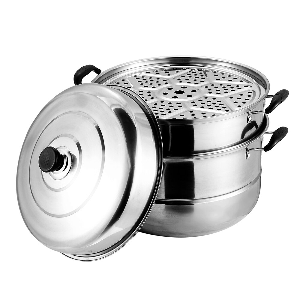Steamer Cookware SUS560-3 Thick Stainless Steel Steam Pot Three-layer Stainless Steel with 2 Perforated Steel Insert Pot