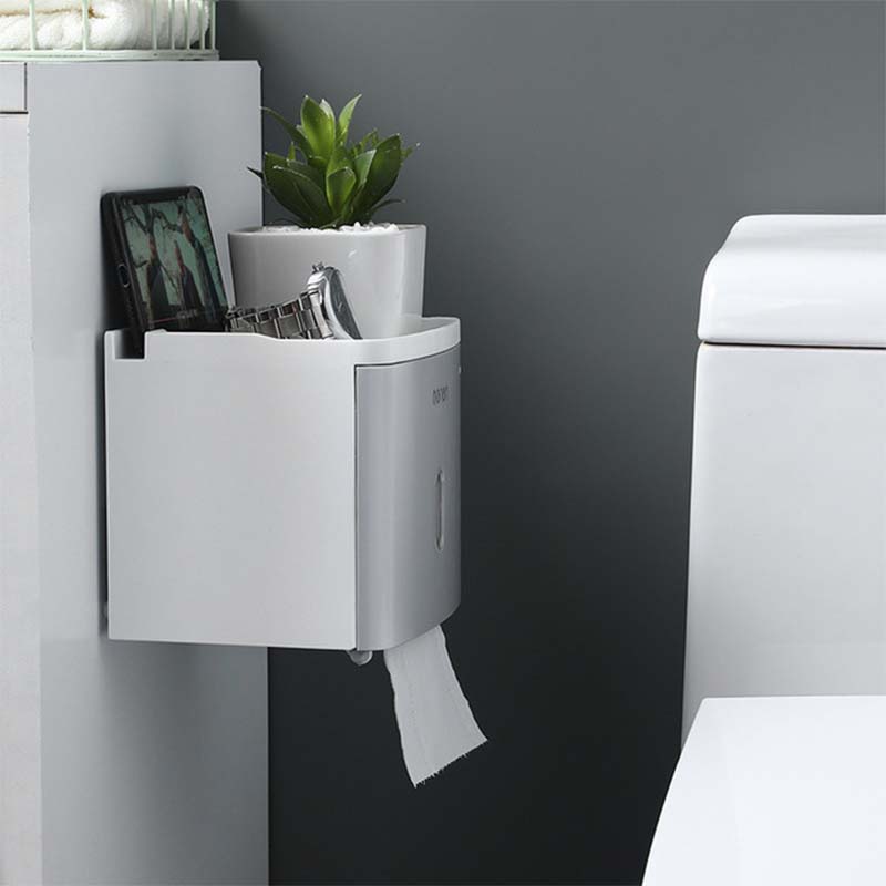 Toilet Paper Roll Holder Wall Mounted Paper Towel Holder Bathroom Tissue Box Storage Rack Waterproof Shelf Bathroom Accessories