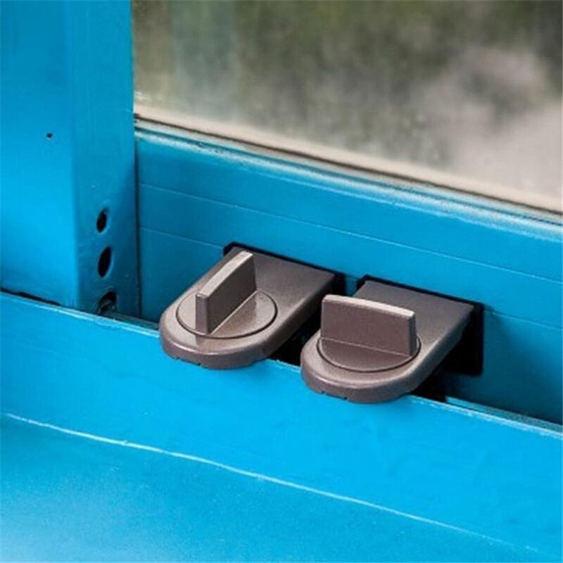 Adjustable Window Sash Lock Safety Lock for Children Sliding Door Auxiliary Lock with Rubber Covered