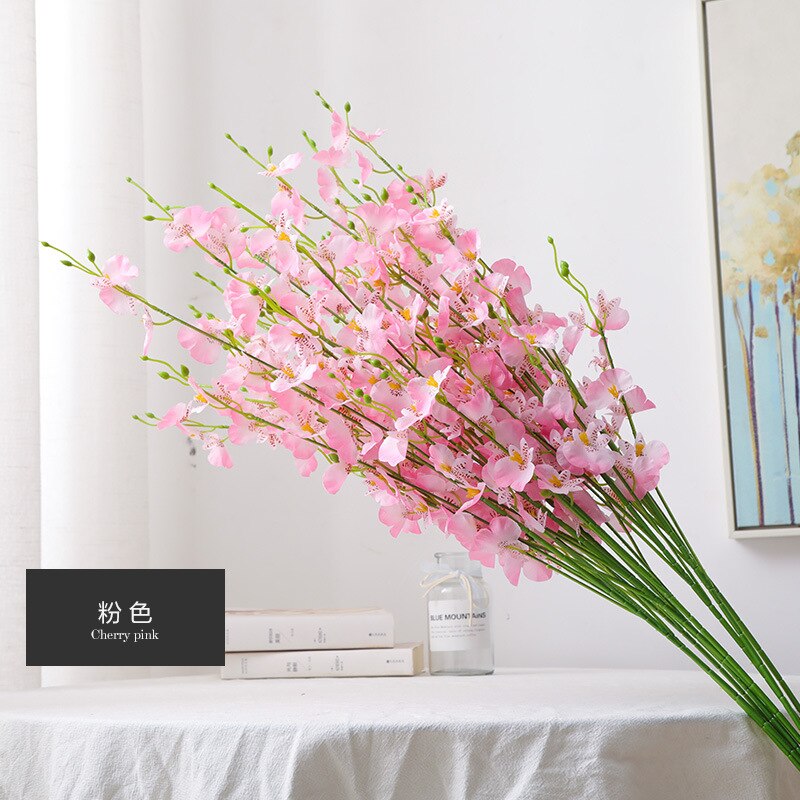 Yellow Dancing Orchid Artificial Flowers Wedding Home Flower Arrangement Crafts Vases Decoration Phalaenopsis Diy Potted Plants: Pink