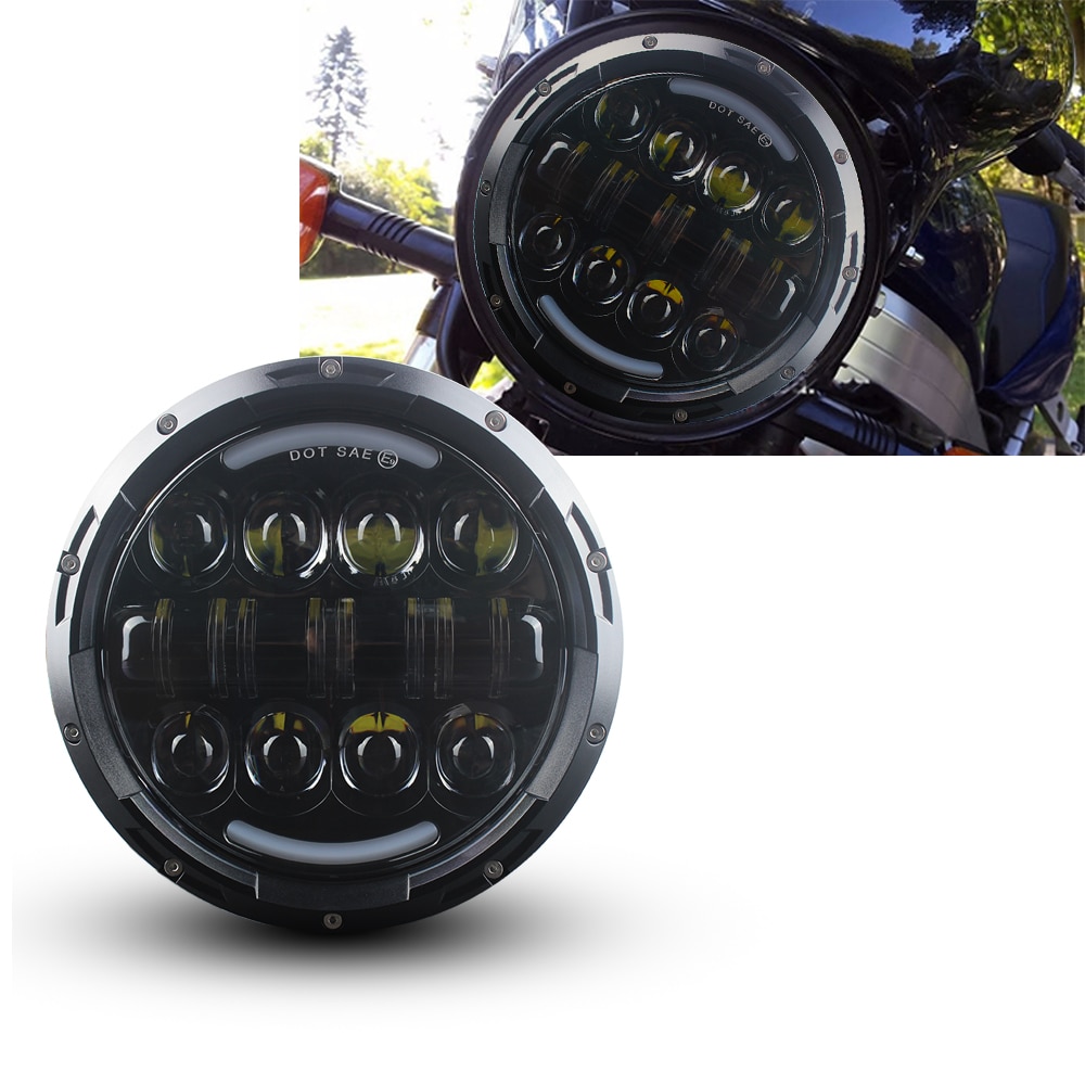 7" LED Headlights Projector LED Lights Bulb Headlamp 7 inch For FLSTC FLSTF FLSTFB