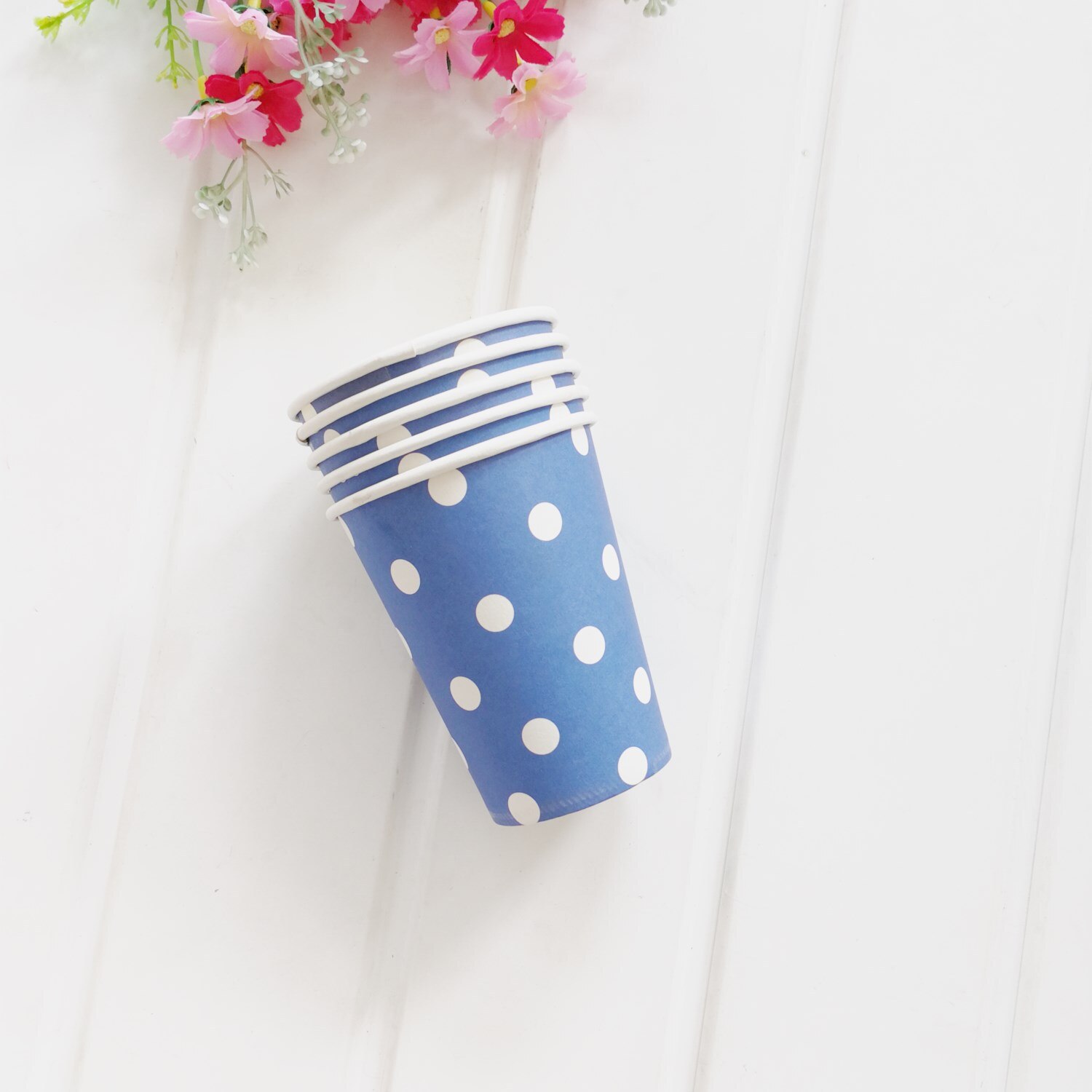 12pcs party polka dot paper cup disposable party paper cup wedding children birthday party supplies cold drink cup: dark blue