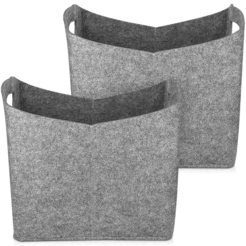 Filt vedkurv 40 x 23 x 39.5 cm -  peis vedpose tømmerholder med bærehåndtak for tre, avis, azin, leketøy - s: Default Title