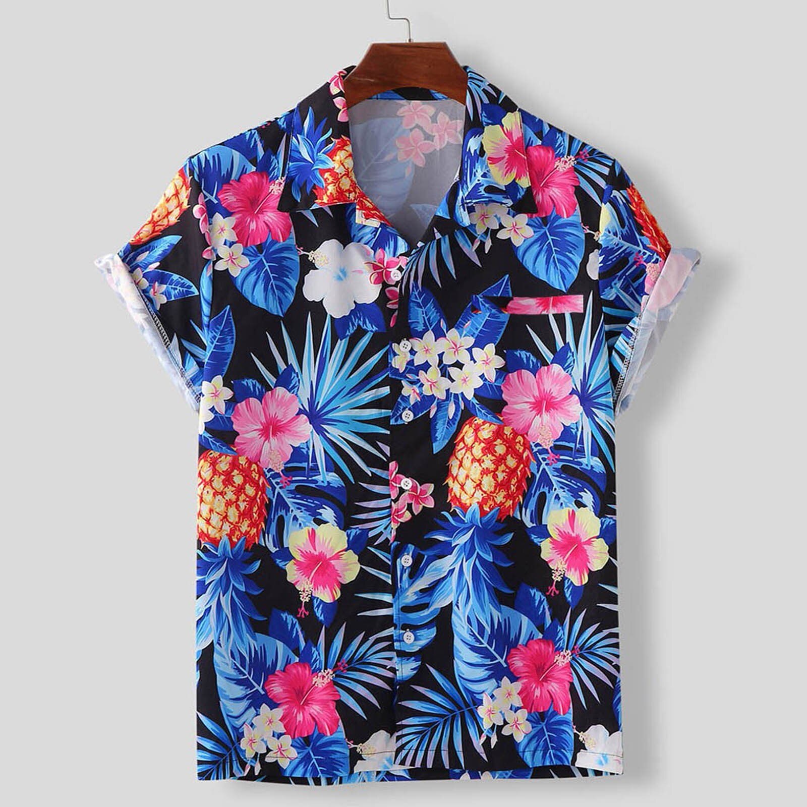 Mens Vintage Ethnic Style Printing Shirts Loose Short Sleeve Casual Shirt Daily Wearing Hawaiian Beach Top Chemise Homme