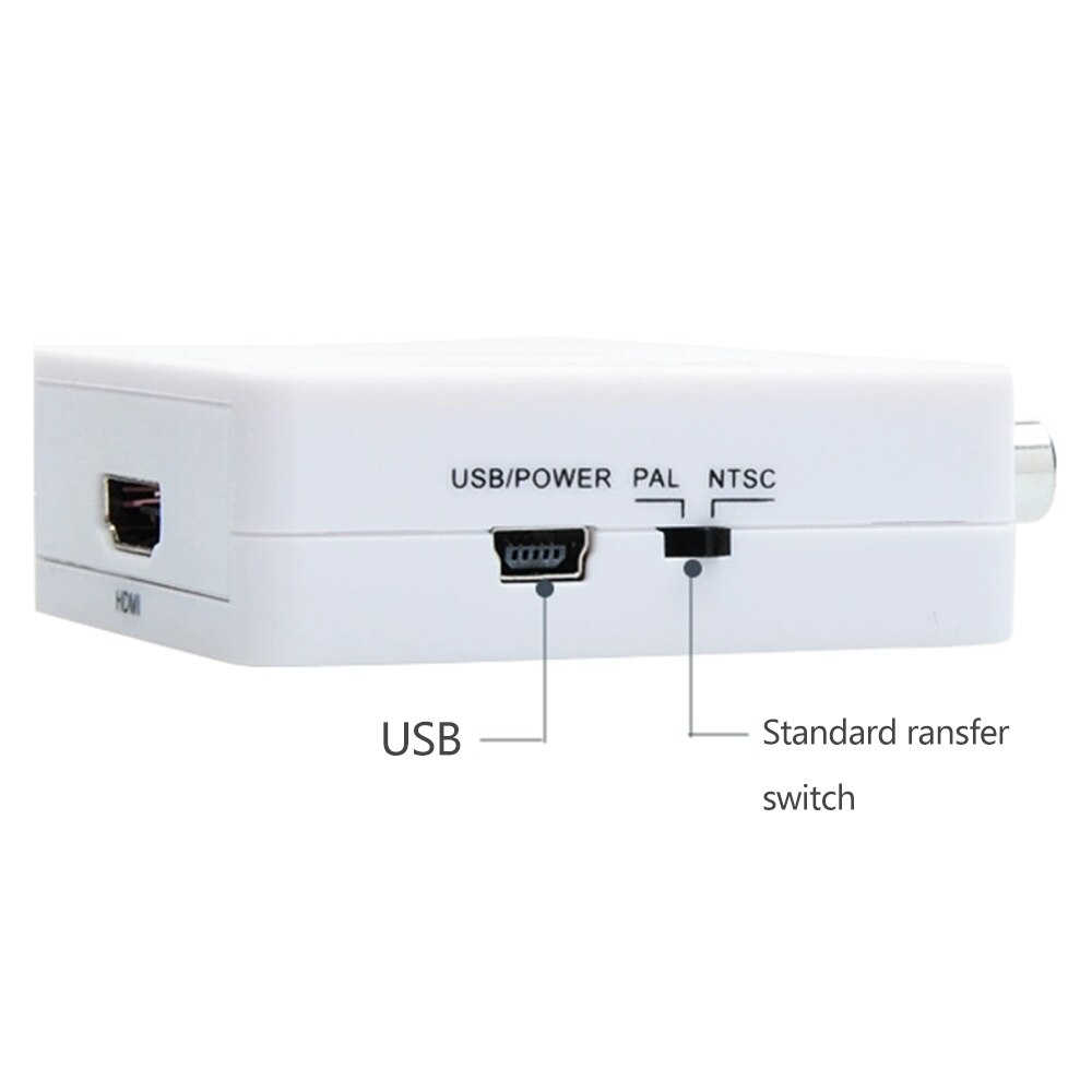 HDMI TO AV Scaler Adapter HD Video Composite Converter Box HDMI to RCA AV/CVSB L/R Video 1080P Mini HDMI2AV Support NTSC PAL