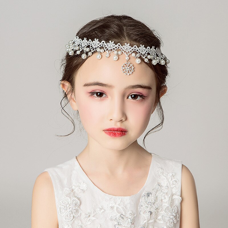 Pageant Flower Girl Tiara Hair Accessories Pearls Wedding Party Shining Crown