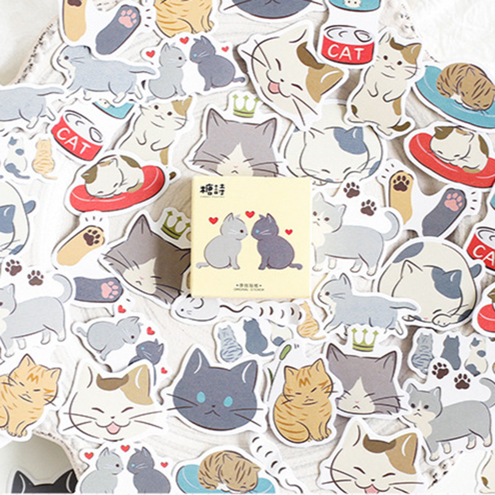 Kawaii 45 stks/partij Creatieve Schattige Liefhebbers Kat Kitty Mini Papier Sticker Decoratie DIY Album Dagboek Scrapbooking Label Sticker School