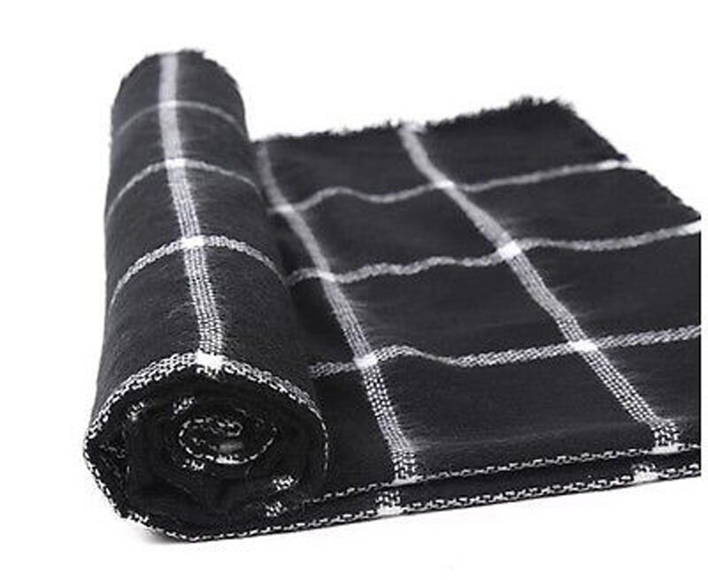 dame kvinner teppe svart hvit rutete koselig rutet tartan skjerf wraps sjal