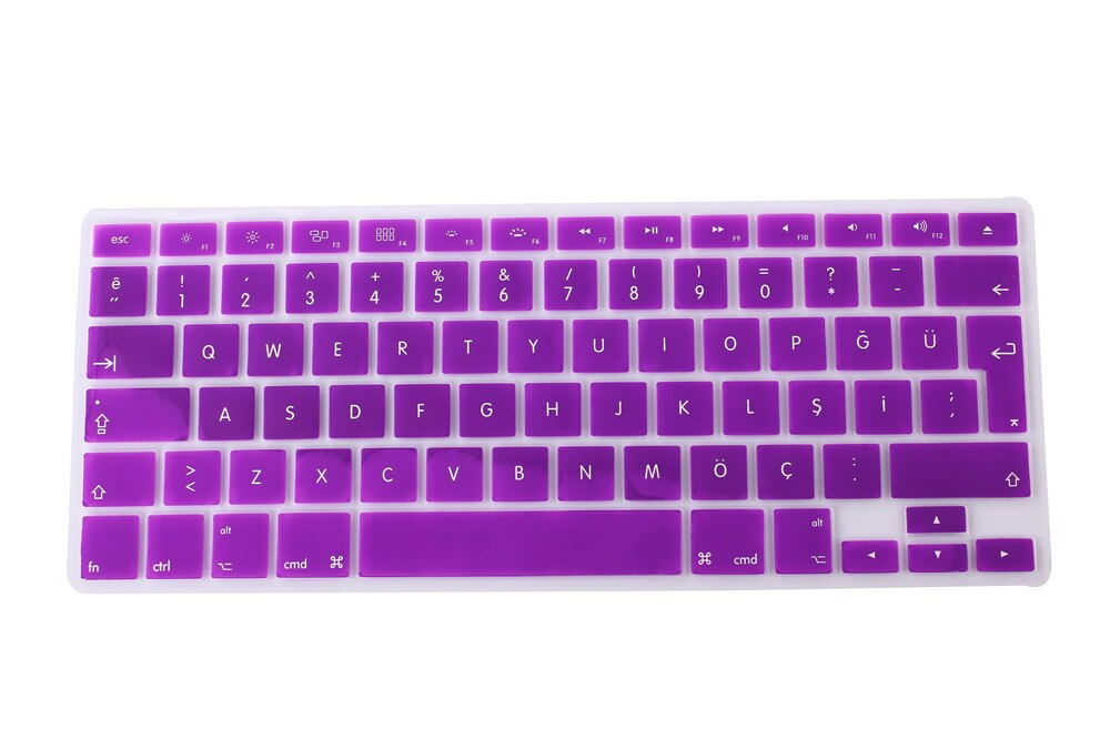Autocollants de protection de clavier en Silicone de Version turque de l'ue pour Apple Macbook Pro 13 15 17 Retina Mac Air 13 couverture de clavier: purple