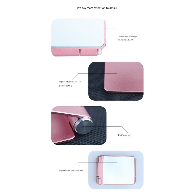 Desktop Phone Stand Metal Foldable and Retractable Mobile Phone Live Broadcast Universal Holder with Makeup Mirror