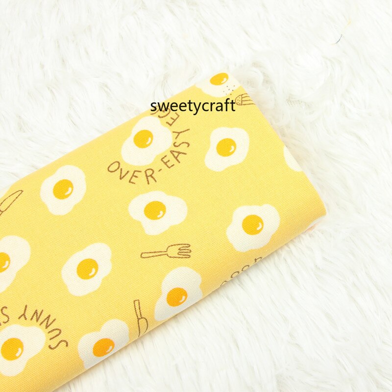 110 x 45cm dikke katoenen linnen stof gebakken eieren bedrukt diy naaitassen tafelkleed knutselmateriaal huisdecoratie doek: 11045cm / Katoenen stoffen 05