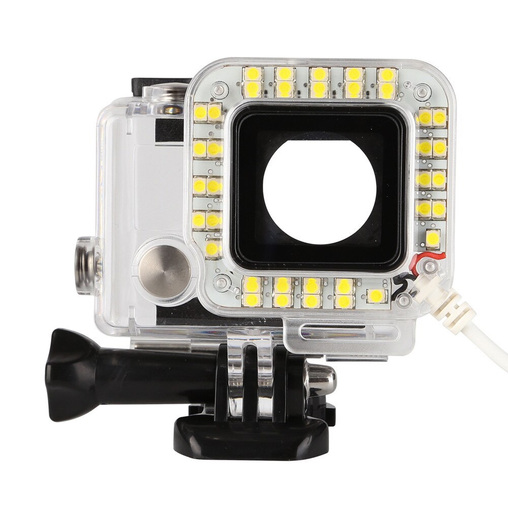 USB 20 LED lente de relleno anillo Flash luz funda carcasa lámpara para GoPro Hero 4/3 +