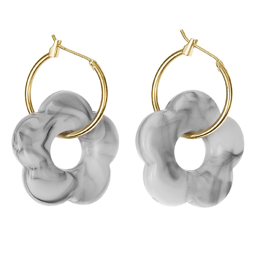 ES 2022 pendientes colgantes de resina de flores acrílicas coloridas círculo hueco para mujeres niñas joyería minimalistas pendientes colgantes: Marrón