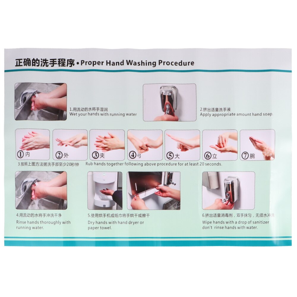 Standard Hand Washing Sticker Steps Reference Poster Paper Wall Sticker for Office School Home (Large)