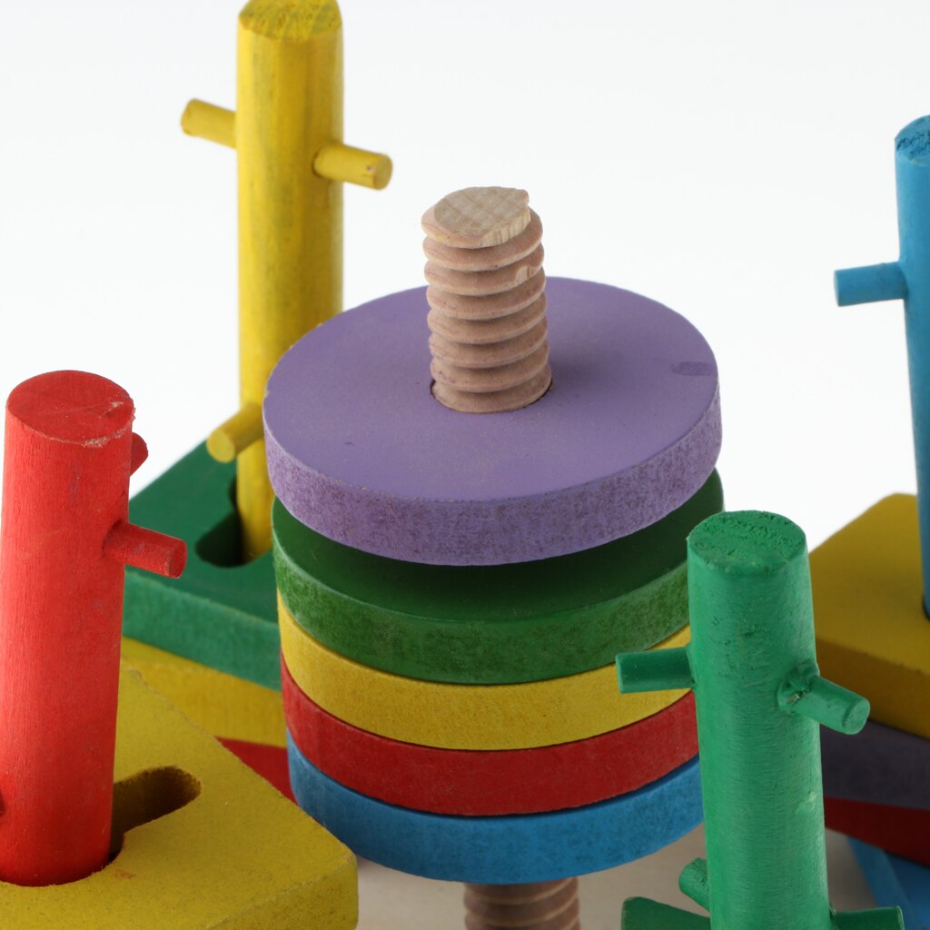 5 in 1 Wooden Educational Shape Color Sorting Stacking & Sorting Puzzles Preschool Stacking Block Toddler Toys