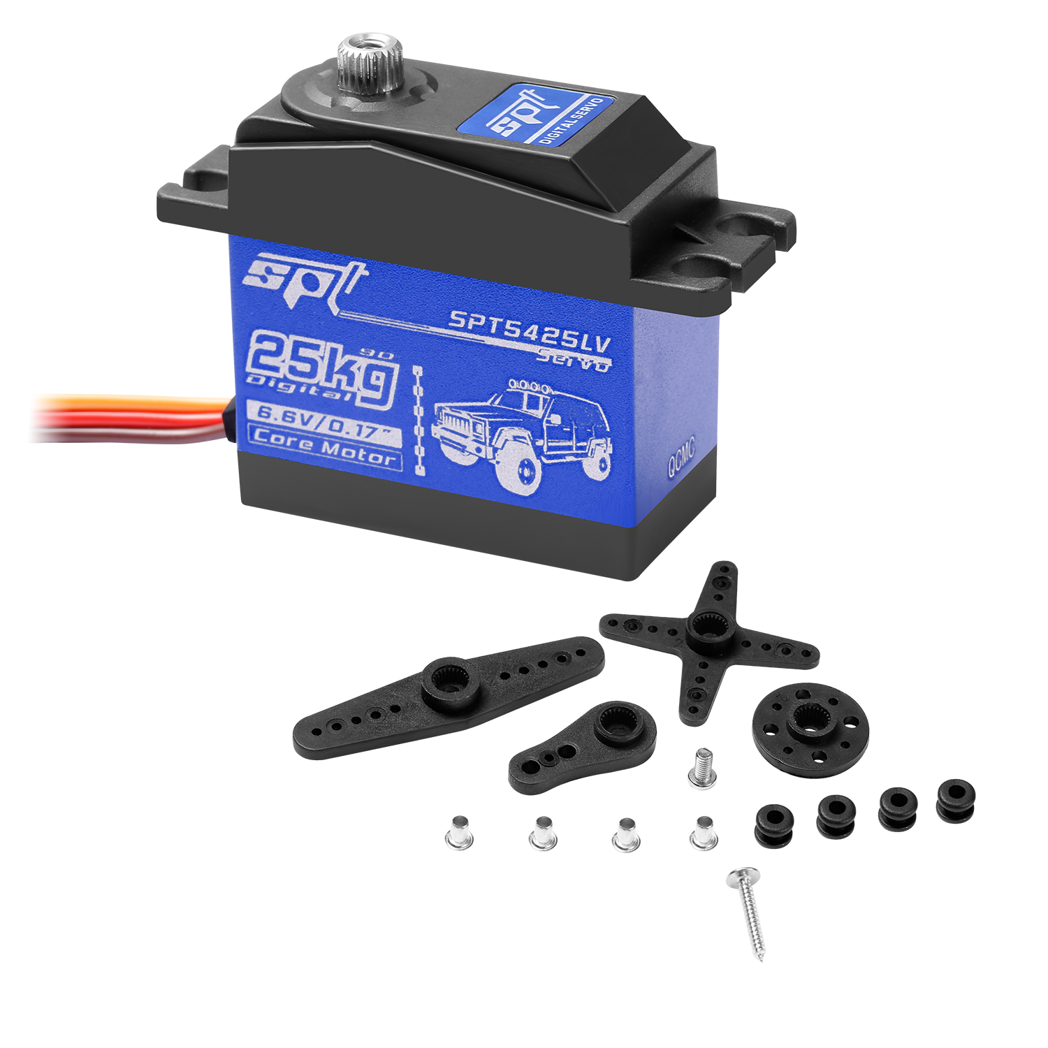SPT 25KG 35KG Par grande 180 ° Servo Digital de engranaje de Metal, Motor impermeable, brazo 25T para coche trepador de control remoto SCX10 TRX4, pieza de Robot de deriva: Morado