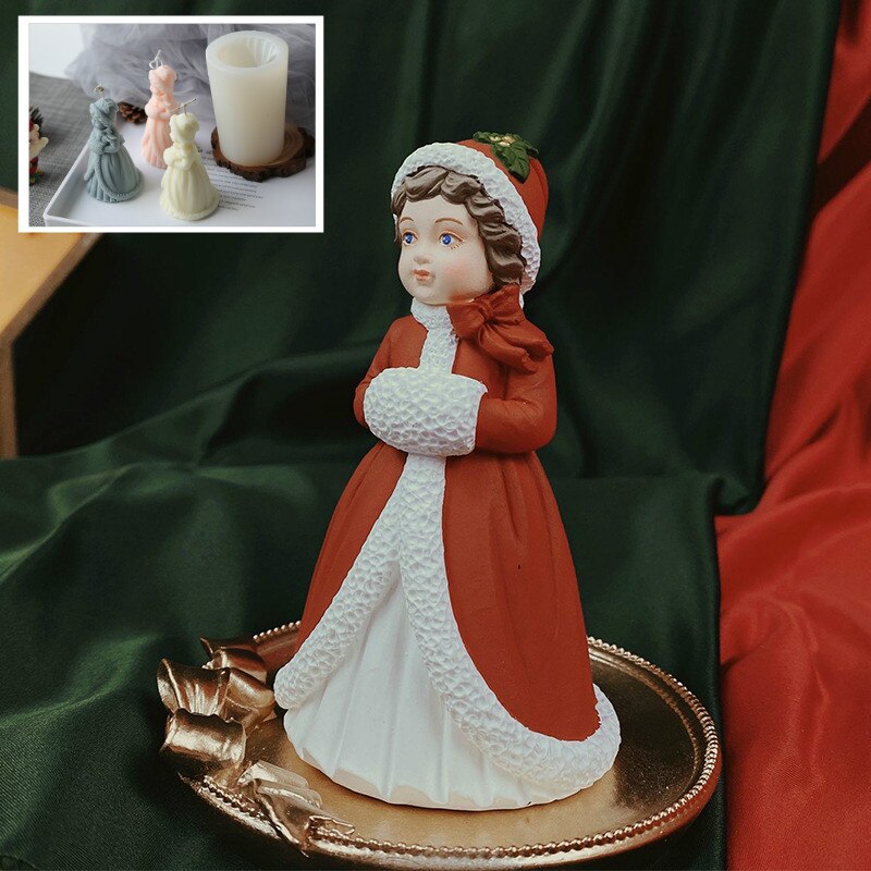 Christmas Girl Silicone Mold Decoration Mold Scented Candle Christmas Little Princess Plaster Baking Cake Cube Mold