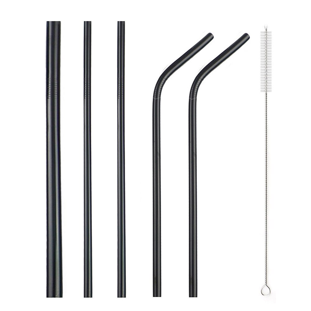 5 piezas Metal reutilizable beber 304 paja de acero inoxidable robusto doblados hacia bebidas pajitas con cepillo limpiador para tazas 20 /30oz