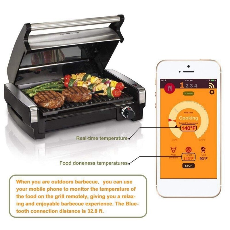 Digital sonde kødtermometer køkken trådløs madlavning bbq mad termometer blåt ovn grill termometer værktøj
