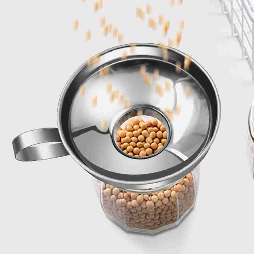 Embudo de boca ancha de acero para preparación de ensaladas, embudo grueso de calibre, herramienta de cocina, fugas de aceite