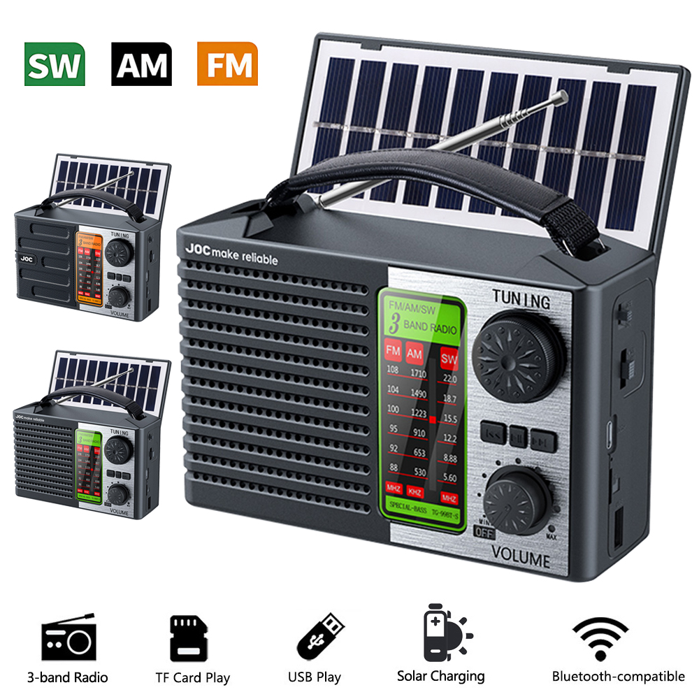 Novo portátil am fm sw rádio banda completa rádio de emergência receptor de rádio de alta sensibilidade com iluminação led alto-falante bluetooth
