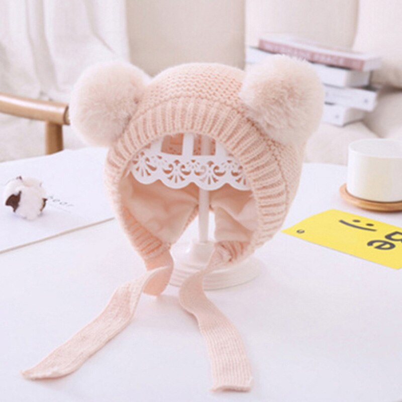 Sombrero liso para bebé, niña y niño, accesorios cálidos para invierno, sombrero de otoño, gorros con orejeras para niño de 2 a 5 años: Beige