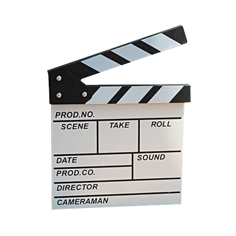 Film clapperboard træ instruktør video scene clapperboard tv film clapperboard film skiferskåret rekvisit 20 x 20cm: Hvid