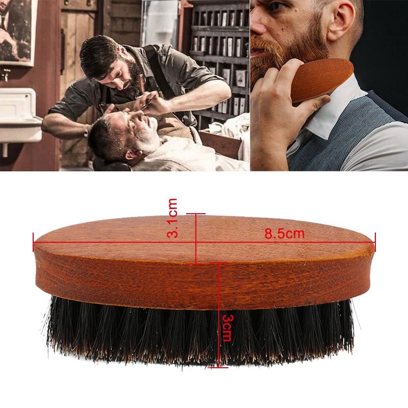 Wooden Handle Beard Brush Natural Wild Boar Bristle Shaving Wave Brush Brosse Barbe Tools Beard Shaping Tool Men Moustache