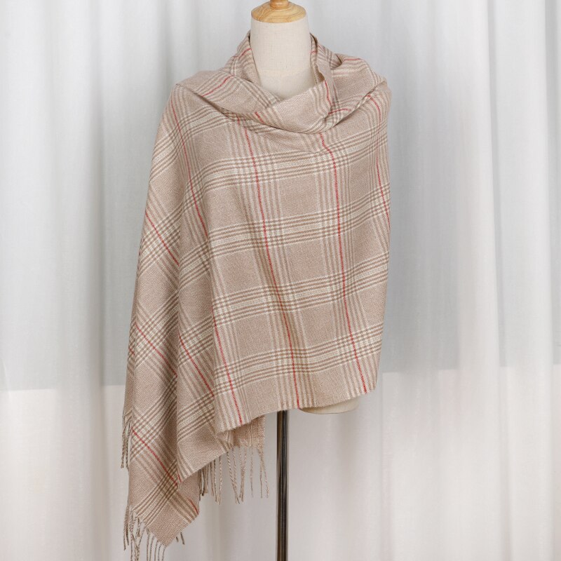 Winter Kasjmier Plaid Sjaal Vrouwen Warme Sjaal Wraps Zachte Pashmina Mannen Lange Kwasten Sjaals Dikke Deken Foulard Bandana: 6