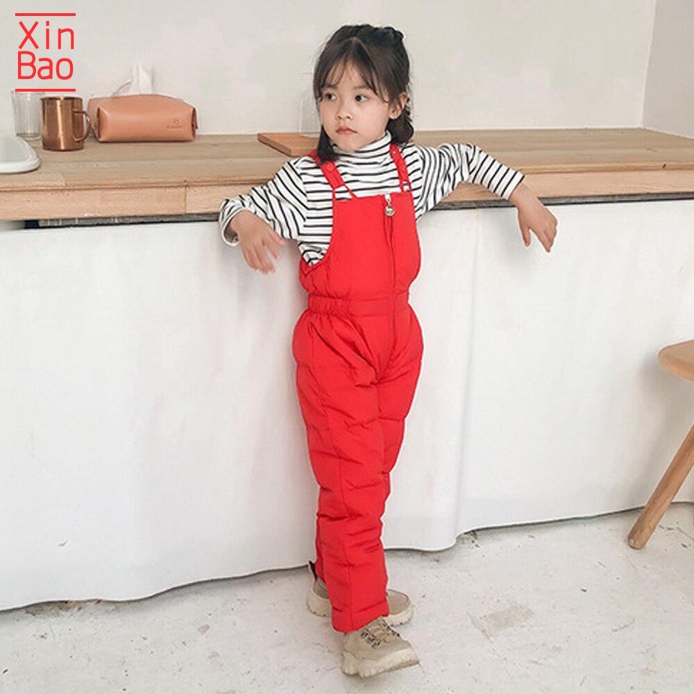 XINBAO Winter pants for girls suspender pants toddler baby kids Boys Children Cotton Leggings Warm Trousers Windproof thick