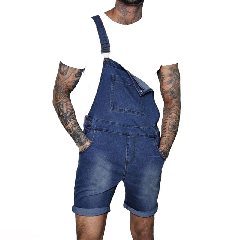 Pink denim overall shorts til mænd hip hop streetwear herre jeans overall shorts plus størrelse korte jean jumpsuits: Version 3 / Xl