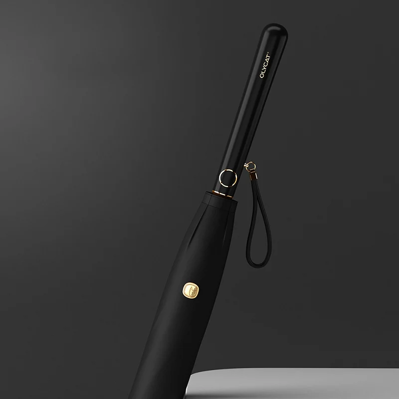 OLYCAT-paraguas de estilo coreano para mujer, sombrilla Simple Anti UV de mango largo, a prueba de viento, 8K, para viajes y Golf: Black
