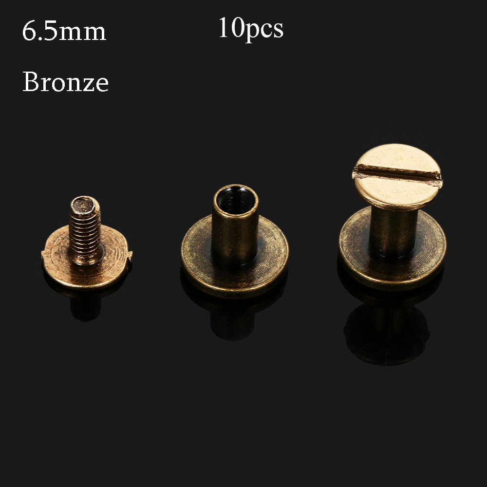 10Pcs 5/6.5/8Mm Diy Band Klinknagels Schroef Leather Craft Solid Nail Bolt Boekhouding Ronde Kop Schroeven Bagage Craft Messing nail: bronze-6.5mm-10pcs