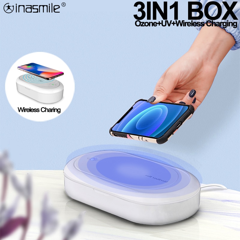 3in1 Draagbare Uv Sterilisator Box Draadloze Oplader Voor Iphone Masker Cleaner Sieraden Voor Iwatch Band Voor Airpods Case Desinfectie