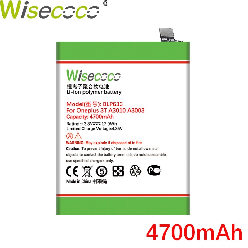WISECOCO BLP633 4700mAh batería para OnePlus 1 + 3T One Plus 3T Three T teléfono última producción batería de + código de seguimiento