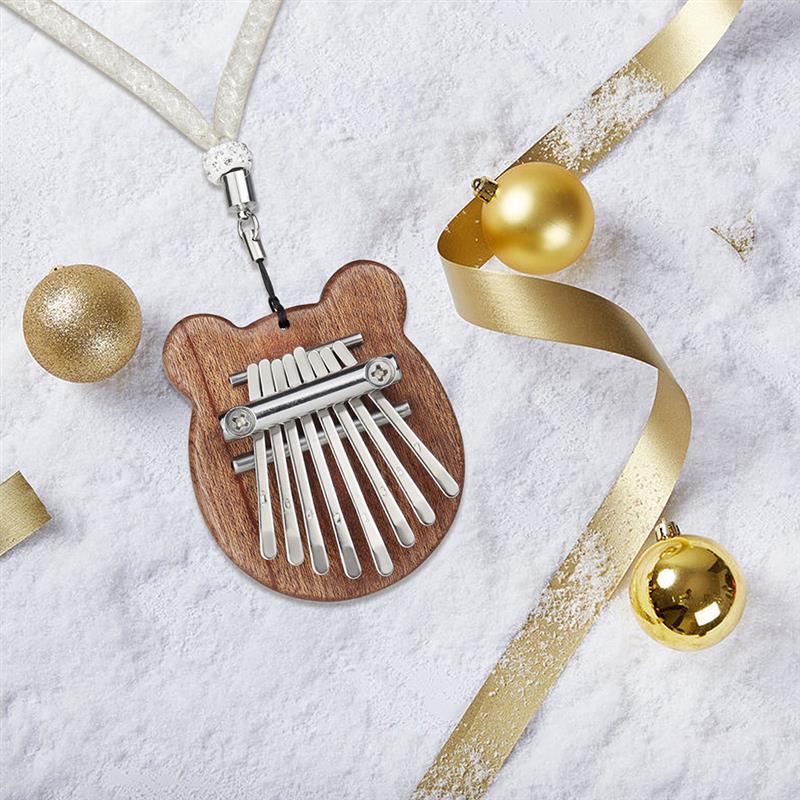 Mooie Carlimba 8 Toetsen Draagbare Beer Vorm Hout Vinger Piano Vinger Duim Piano Marimba Musical Goede Accessoire Hanger
