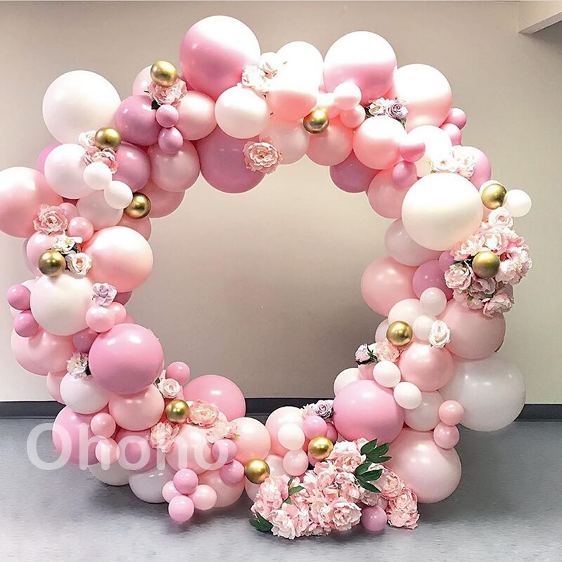 Roze Perzik Goud Ballon Boog Kit Meisje Vrouwen Verjaardagsfeestje Decoratie Baby Shower Wedding Engagements Doop Globos Achtergrond