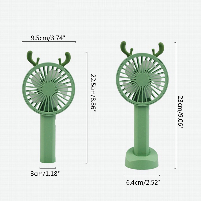2-speed Usb Rechargeable Cartoon Desk Fan with Base Mini Handheld Charging Fan Small Personal Fan for Graduation