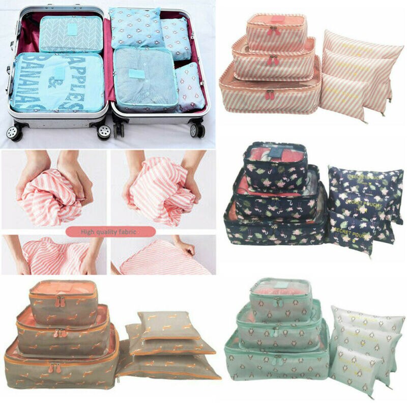 6Pcs Waterproof Clothes Storage Bags Packing Cube Travel Luggage Organizer Pouch