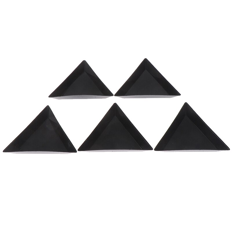 Plateau à ongles triangulaire en plastique pour nail art, strass, perles, cristal, tri, rangement, outils de manucure, accessoires, 5 pièces: Noir