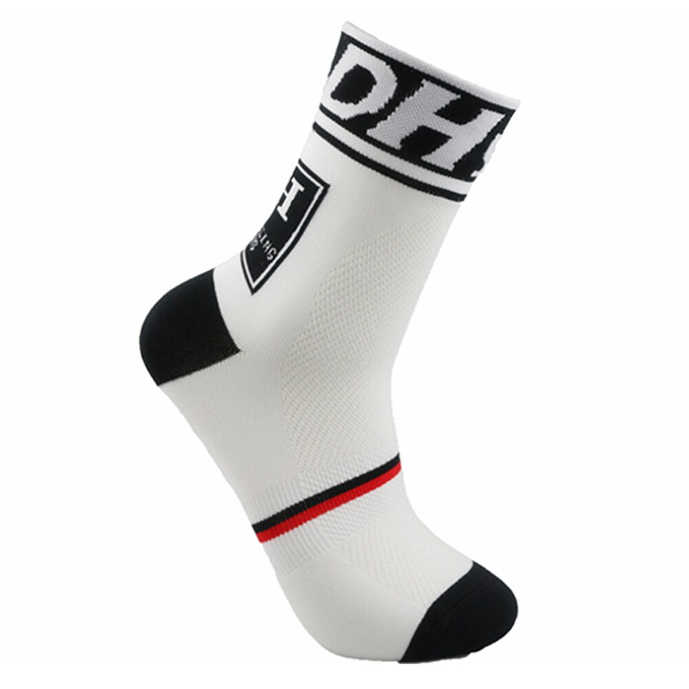 Mænd kvinder åndbar cykel cykel cykling sport sugestrømper calcetines ciclismo hombre professionel chaussette cyclisme: Hvid
