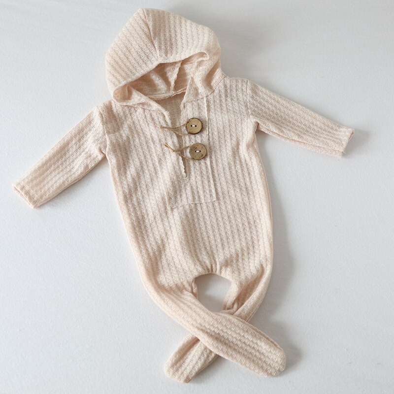 Pasgeboren Fotografie Props Romper Set Hoed Bebe Reborn Accesorios De Fotografia Baby Fotostudio Schieten Kleding Jongen Outfit Kostuum: Beige