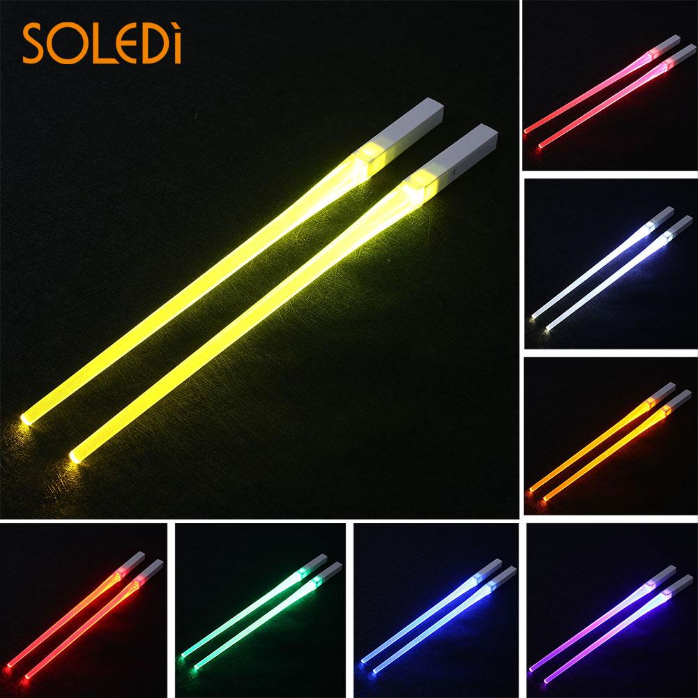 Palillos luminosos de 8 colores, Accesorios luminosos para cocina, hogar, decoración de comedor, , ABS, luz LED, 2 uds.